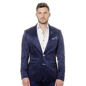 MACEOO Socrate Cabriole Black Blue Jacquard Blazer sz 48/7 EU (fits like US 38R)